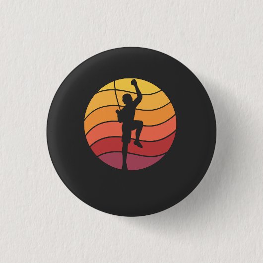 Retro Kletterer beim Rock Climbing Button (Vorderseite)