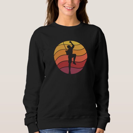 Retro Kletterer Felsenklettern Sweatshirt (Vorderseite)