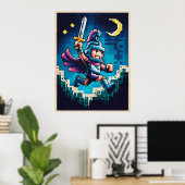 Retro Knight pixated Poster (Heimbüro)