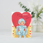 Retro Knight Valentine Feiertagspostkarte (Stehend Vorderseite)