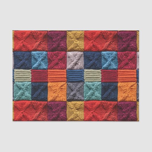 Retro-Knitterquadrate Quilt-Muster BP4-Dekoupage Seidenpapier (Vorderseite)
