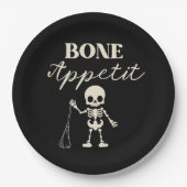 Retro-Knochen-Appetit Grusel-Halloween Pappteller (Vorderseite)