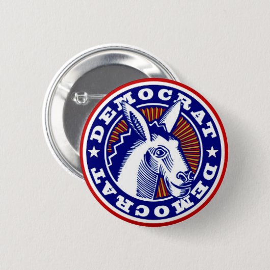 Retro Knopf Abstimmungs-blauer Demokraten Button (Vorne & Hinten)