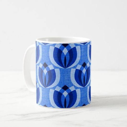 Retro kobaltblaue Blumen Kaffeetasse (Vorderseite Links)