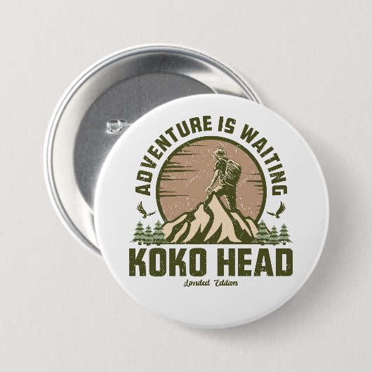 Retro Koko Head Wanderung Button (Vorne & Hinten)