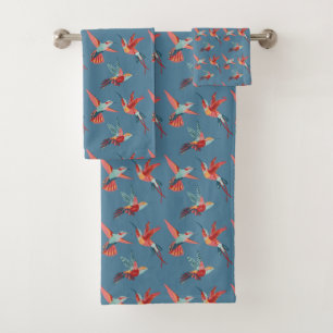 Retro Kolibri-Muster Badhandtuch Set