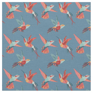 Retro Kolibri-Muster Stoff