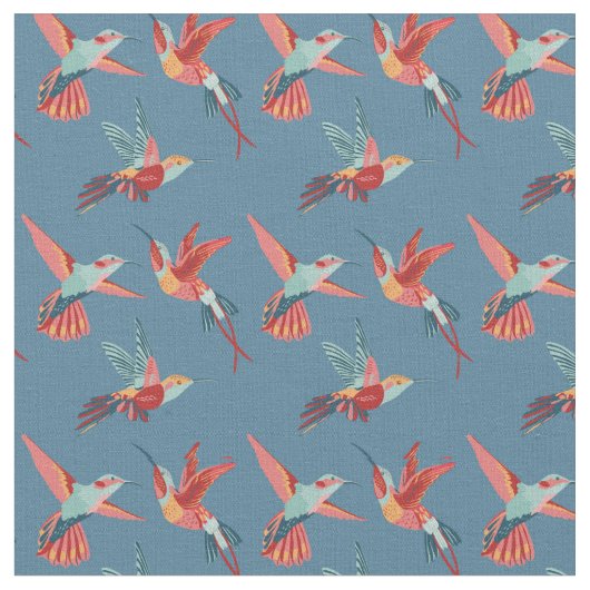 Retro Kolibri-Muster Stoff (Nahaufnahme)