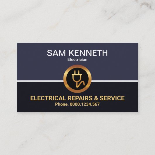 Retro-Kolonne Imitate Gold Power Plug-Elektriker Visitenkarte (Vorderseite)