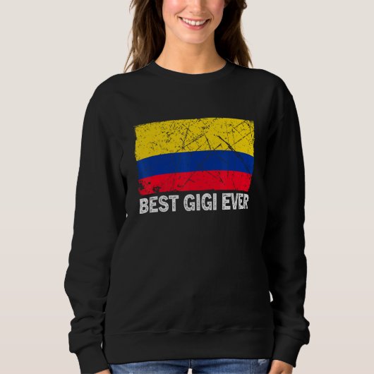 Retro Kolumbien Flag Bester Gigi je Muttertag Sweatshirt (Vorderseite)