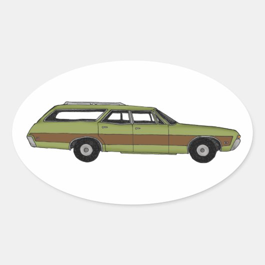Retro-Kombi Ovaler Aufkleber (Vorderseite)