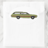 Retro-Kombi Ovaler Aufkleber (Tasche)