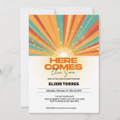 Retro kommt hier die Son Baby Dusche Einladung (Vorderseite)