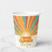 Retro kommt hier die Son Baby Dusche Pappbecher (Rückseite)