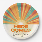 Retro kommt hier die Son Baby Dusche Pappteller (Vorderseite)