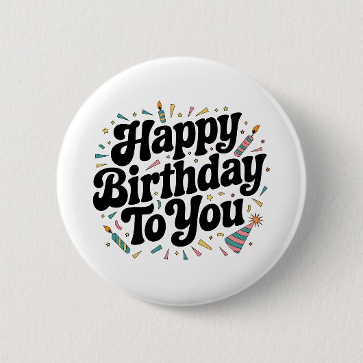 Retro-Konfetti-Geburtstag Button (Vorderseite)