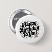 Retro-Konfetti-Geburtstag Button (Vorne & Hinten)
