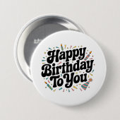 Retro-Konfetti-Geburtstag Button (Vorne & Hinten)