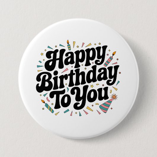 Retro-Konfetti-Geburtstag Button (Vorderseite)