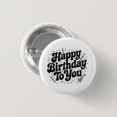 Retro-Konfetti-Geburtstag Button (Vorne & Hinten)
