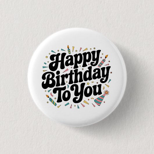 Retro-Konfetti-Geburtstag Button (Vorderseite)