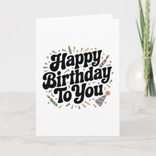 Retro-Konfetti-Geburtstag Karte (Vorderseite)