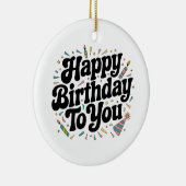 Retro-Konfetti-Geburtstag Keramik Ornament (Rechts)