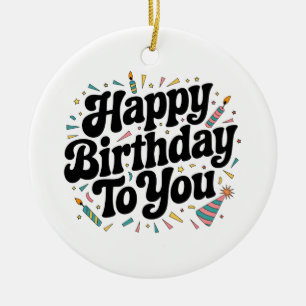 Retro-Konfetti-Geburtstag Keramik Ornament
