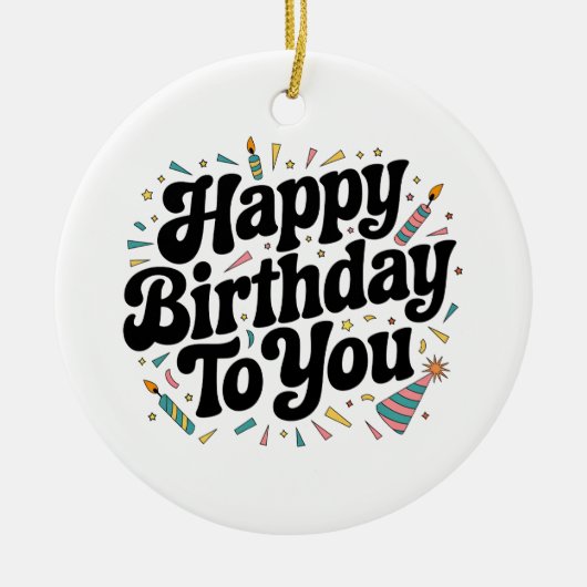 Retro-Konfetti-Geburtstag Keramik Ornament (Vorne)