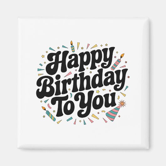Retro-Konfetti-Geburtstag Magnet (Vorne)