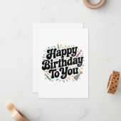 Retro-Konfetti-Geburtstag Mitteilungskarte (Vorderseite/Rückseite Beispiel)