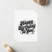 Retro-Konfetti-Geburtstag Mitteilungskarte (Vorderseite/Rückseite Beispiel)