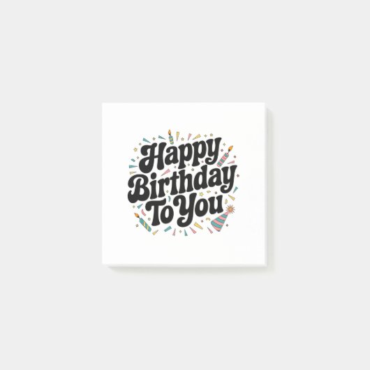 Retro-Konfetti-Geburtstag Post-it Klebezettel (Vorderseite)