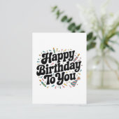 Retro-Konfetti-Geburtstag Postkarte (Stehend Vorderseite)