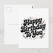 Retro-Konfetti-Geburtstag Postkarte (Vorne/Hinten)