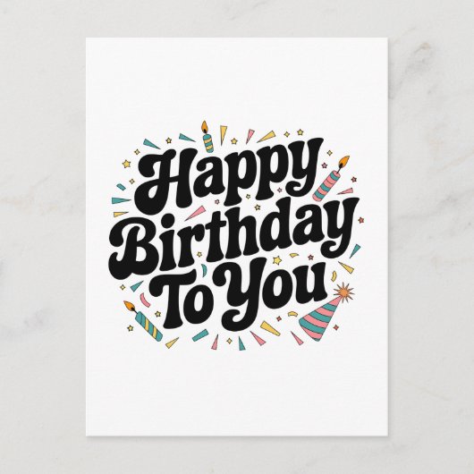 Retro-Konfetti-Geburtstag Postkarte (Vorderseite)