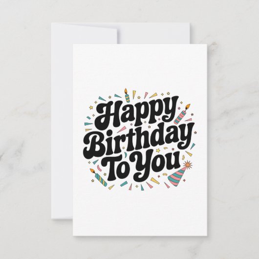 Retro-Konfetti-Geburtstag RSVP Karte (Vorderseite)