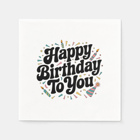 Retro-Konfetti-Geburtstag Serviette (Vorderseite)
