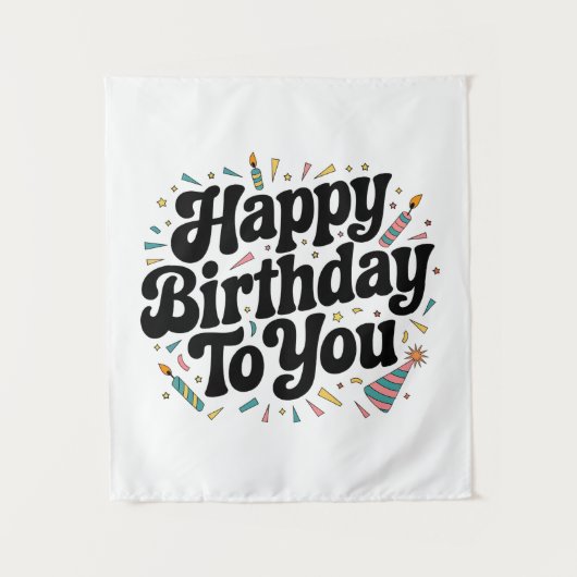 Retro-Konfetti-Geburtstag Wandteppich (Vorderseite)