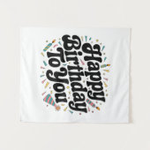 Retro-Konfetti-Geburtstag Wandteppich (Vorderseite (Horizontal))