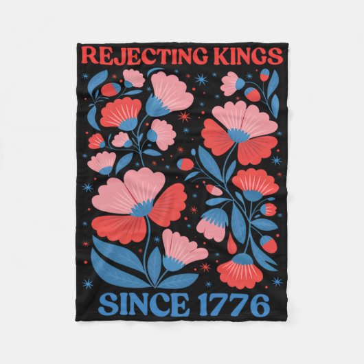 Retro-Könige-Ablehnung seit 1776 Boho-Blumen Fraue Fleecedecke (Vorderseite)