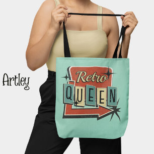 Retro-Königin Teal Vintage 60er 70er Motel-Schild Tasche