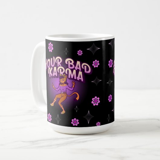 Retro Kool Kat " Karma" Tasse (Vorderseite Links)