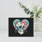 Retro Kopfhörer Herz Skull Postkarte (Stehend Vorderseite)