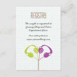 Retro Kopfhörer Herzmusik Hochzeit Lila Limon Begleitkarte