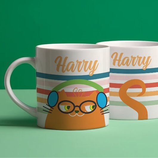 Retro-Kopfhörer Katzenname Kaffeetasse