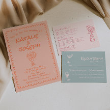 Retro-Korallen-Handschrift-quirilustige Hochzeit