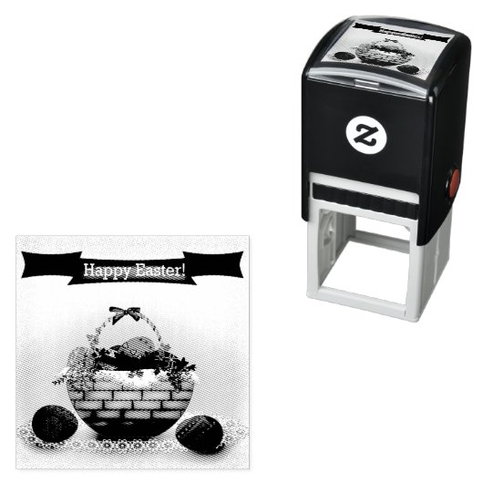 Retro. Korb mit Ostereiern Permastempel (Beispiel)