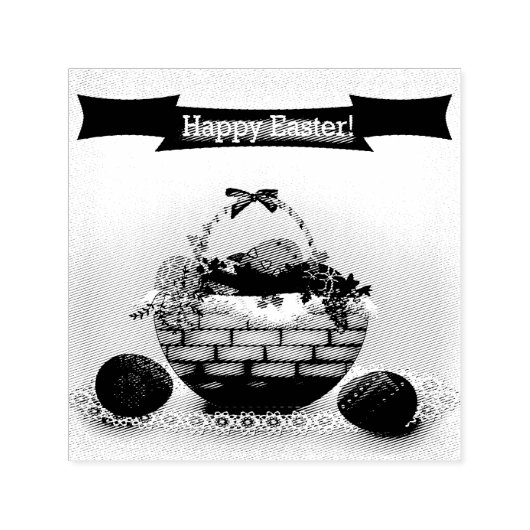 Retro. Korb mit Ostereiern Permastempel (Design)