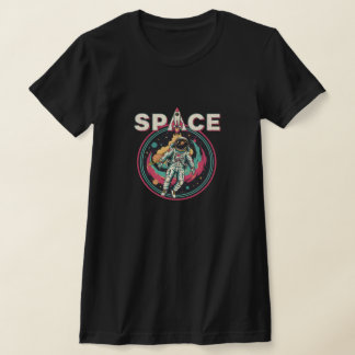 Retro Kosmischer Astronaut Raum Kunst T-Shirt